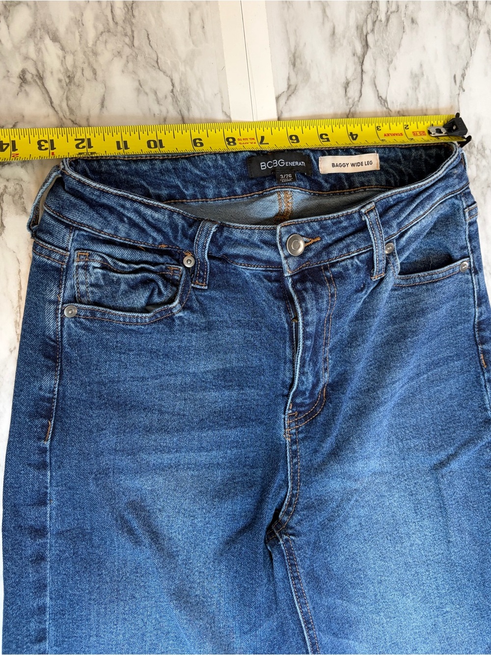 BCBGeneration Wide-Leg Blue Denim Jeans size 3/26 99% cotton - Picture 5 of 5